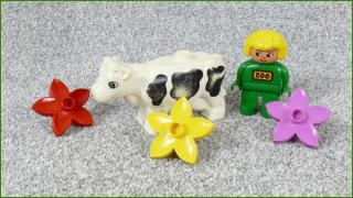 Lego Duplo kravička s figurkou a květinami