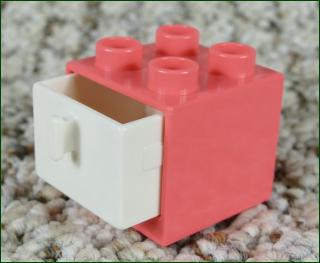 Lego® Duplo® Skříňka Malá Fosforově Růžová/Bílý Šuplík (Lego® Duplo®)
