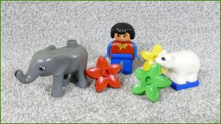 Lego Duplo slůně, medvídek a figurka