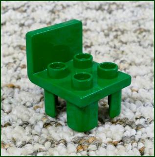 Lego® Duplo® Židlička Tmavě Zelená (Hranaté Opěradlo) (Lego® Duplo®)