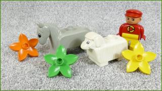 Lego Duplo zvířátka s figurkou a květinami