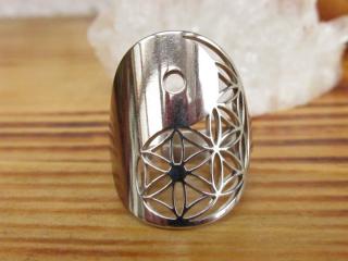 Květ života  Jin-Jang - Prsten, nerezová ocel, stainless steel (Prsten Posvátná geometrie, nerez ocel)