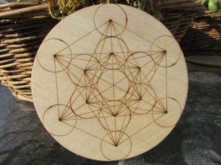 Metatronova krychle - dřevěný symbol, 10cm (dřevěný Metatron symbol, posvátná geometrie)
