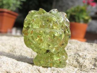 Radostný lvíček pro malé hrdiny - Orgonit olivín  vločky mědi (orgonit, olivín, lev, vločky plátkové mědi)