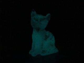 Světluška - Orgonitová Kočička s vločkami mědi - kočičí ochránce domova - modrá (orgonit, kočka, vločky plátkové mědi)