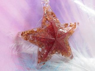 Vánoční hvězda Červená - orgonit, dosah cca 2m (vánoční ozdoba, vločky mědi, křištál)