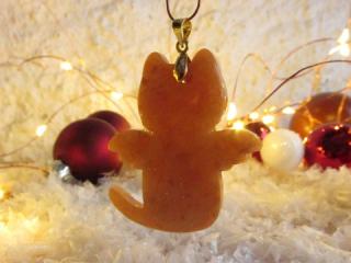 Vánoční kočičí anděl - Zlatě duhový s vločkami mědi (Vánoční orgonit, kočičí anděl, orgonit)