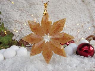 Vánoční orgonitová sněhová vločka - zlatě zářivá (Vánoční orgonit, sněhová vločka orgonit)
