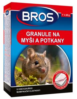 Rodenticid BROS granule na myši a potkany 7x20g