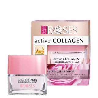 Agiva Cosmetics Nature of Agiva Gelový noční krém proti vráskám CollagenActive s kolagenem a růžovou vodou 30 ml