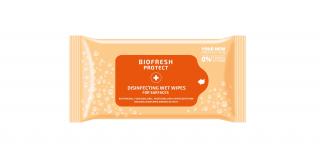 Biofresh Protect Antibakteriální ubrousky na povrchy s benzalkonium chloride, s růžovou vodou a stříbrnou vodou 15 ks (bez etanolu)