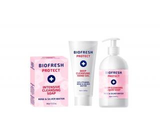 Biofresh Protect Výhodné balení - set antibakteriální gel 50 ml, tekuté mýdlo 500 ml a tuhé mýdlo 100 gr.