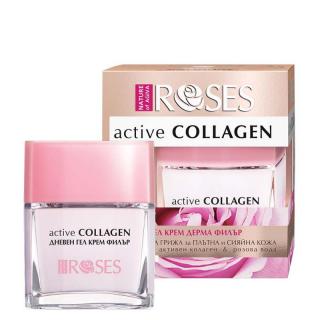 Gelový denní krém proti vráskám CollagenActive s kolagenem a růžovou vodou 50 ml (98% přírodních složek. Díky kolagenu pocítíte okamžité napnutí pleti a svěží pocit.)