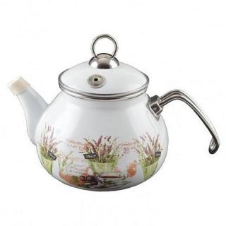 Čajník smaltovaný Levandule 2 L (konvice na čaj smaltovaná s levandulovým dekorem 2 l)