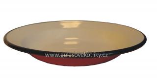 červený smaltovaný talíř plytký 22 cm  (plytký smaltovaný talíř červený)