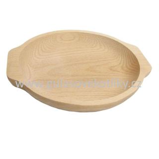 malý dřevěný talíř dubový kulatý (kulatý servírovací dřevěný talíř malý dub)