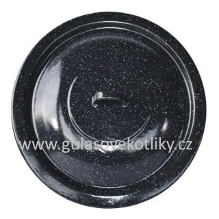 Poklice smaltovaná černá 36 cm (černá smaltovaná poklice s klasickým kovovým madlem)