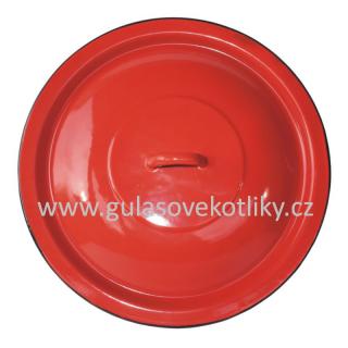 Poklice smaltovaná červená 26,5 cm  (klasická poklice s kovovým madlem červená)