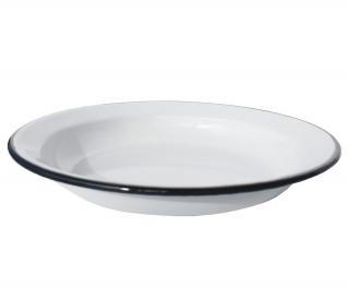 Velký bílý smaltovaný talíř plytký 28 cm  (velký plytký smaltovaný talíř bílý)