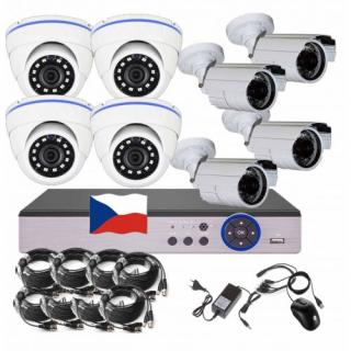 8CH 5MPx AHD kamerový set CCTV EONBOOM 4+4 - DVR s LAN a 4+4 venkovní bullet/dome kamery