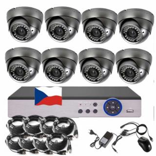 8CH 5MPx STARVIS kamerový set CCTV EONBOOM VR8D - DVR s LAN a 8x venkovní dome vari kamera