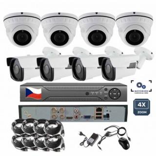 8CH 8MPx AHD kamerový set ZONEWAY VR4+4 - 4K CCTV - DVR s LAN a 4x dome+4x bullet