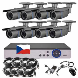 8CH AHD DVR kamerový set EONBOOM - DVR s LAN a 8x bullet AHD IR kamera