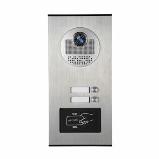 Kovový odolný videozvonek ZONEWAY XSL-530-2 ID, venkovní pro 2 účastníky s RFID čtečkou, 2ks tlačítek