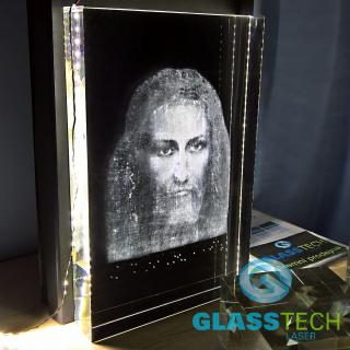 3D Ježíš ve skl. bloku 320x500x70 mm (Laserovaný portrét Ježíše ve velkém bloku)