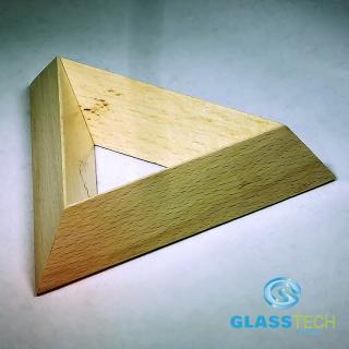 Dřevěný stojánek trojúhelník 100 mm (Dřevěný trojúhelníkový stojánek na skleněnou nebo kamennou kouli)