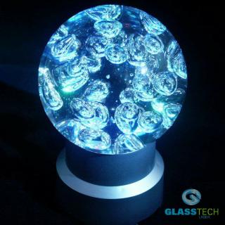 Křišťálová koule 150 mm s bublinkami+LED stojánek (Křišťálová koule 150 mm s bublinkami ZDARMA)