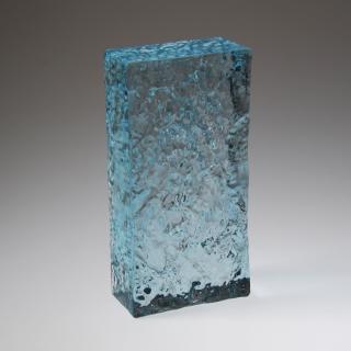 Skleněná cihla vlna - tyrkis (Barvený blok 100x50x200)