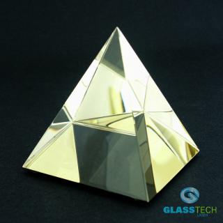 Zlatá pyramida 100 mm (Skleněná pyramida 100 x 100 x 100 mm)