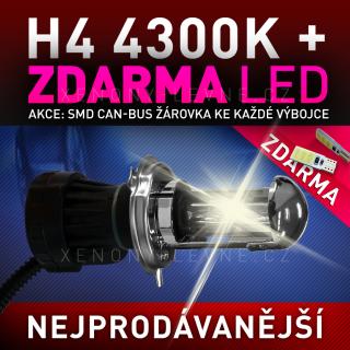 AKCE - Náhradní výbojka bixenon H4 4300K do přestavbových HID sad (Výbojka H4 4300K - AKCE - ke každé zakoupené výbojce ZDARMA LED SMD parkovací žárovky s funkcí CANBUS !)