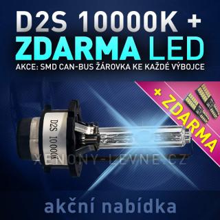 AKCE - Náhradní výbojka xenon D2S 10000K do originálních světlometů (AKCE - ke každé zakoupené výbojce ZDARMA LED SMD parkovací žárovka )