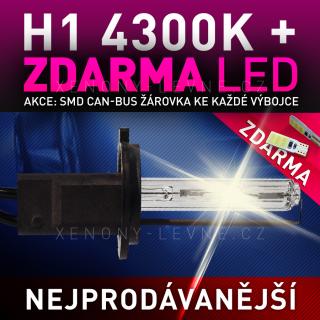 AKCE - Náhradní výbojka xenon H1 4300K do přestavbových HID sad (Výbojka H1 4300K - AKCE - ke každé zakoupené výbojce ZDARMA LED SMD parkovací žárovky s funkcí CANBUS !)