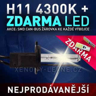 AKCE: Náhradní výbojka xenon H11 4300K do přestavbových HID sad (AKCE - ke každé zakoupené výbojce ZDARMA LED SMD parkovací žárovky s funkcí CANBUS !)