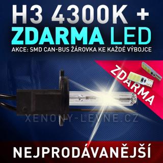 AKCE: Náhradní výbojka xenon H3 4300K do přestavbových HID sad  (AKCE - ke každé zakoupené výbojce ZDARMA LED SMD parkovací žárovky s funkcí CANBUS !)