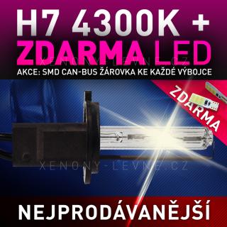 AKCE - Náhradní výbojka xenon H7 4300K do přestavbových HID sad (Výbojka H7 4300K - AKCE - ke každé zakoupené výbojce ZDARMA LED SMD parkovací žárovky )