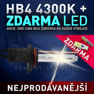 AKCE: Náhradní výbojka xenon HB4 4300K do přestavbových HID sad (AKCE - ke každé zakoupené výbojce ZDARMA LED SMD parkovací žárovky s funkcí CANBUS !)