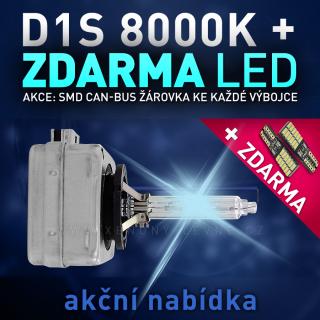 AKCE: Výbojka xenon D1S 8000K do originálních světlometů (AKCE - ke každé zakoupené výbojce ZDARMA LED SMD parkovací žárovka s funkcí CANBUS !)