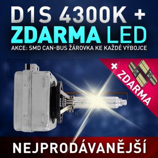 AKCE - Xenonová výbojka D1S 4300K do originálních světlometů (Výbojka D1S 4300K  - AKCE - ke každé zakoupené výbojce ZDARMA LED SMD parkovací žárovka s funkcí CANBUS !)