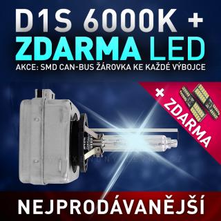 AKCE - Xenonová výbojka D1S 6000K do originálních světlometů (Výbojka D1S 6000K - AKCE - ke každé zakoupené výbojce ZDARMA LED SMD parkovací žárovka s funkcí CANBUS !)