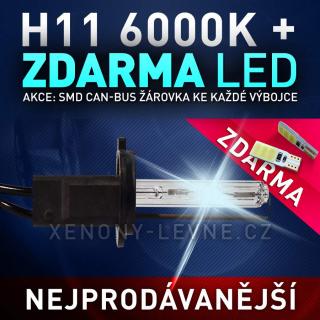 AKCE: Xenonová výbojka H11 6000K (AKCE - ke každé zakoupené výbojce ZDARMA LED SMD parkovací žárovky s funkcí CANBUS !)