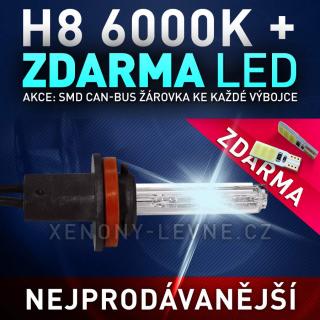 AKCE: Xenonové výbojky H8 6000K do přestavbových HID sad, 1ks (AKCE - ke každé zakoupené výbojce ZDARMA LED SMD parkovací žárovky s funkcí CANBUS !)