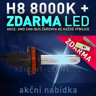 AKCE: Xenonové výbojky H8 8000K do přestavbových HID sad, 1ks (AKCE - ke každé zakoupené výbojce ZDARMA LED SMD parkovací žárovky s funkcí CANBUS !)