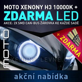 AKCE: XENONY MOTO HID H3 10.000K - přestavbová motocyklová sada 12V (kup tuto xenonovou sadu a dostaneš LED parkovací žárovky ZDARMA)