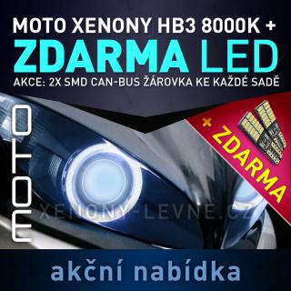 AKCE: XENONY MOTO HID HB3 8000K - přestavbová motocyklová sada 12V (kup tuto xenonovou sadu a dostaneš LED parkovací žárovky ZDARMA)
