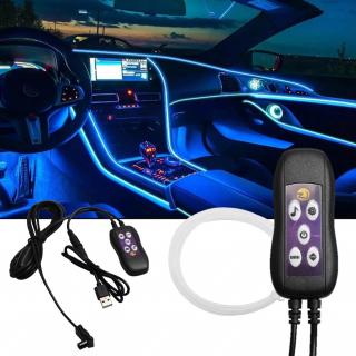 Ambientní LED RGB USB osvětlení do auta, 3m 12V dálkový ovladač (Svítící drát - kabel RGB, délka 3m)