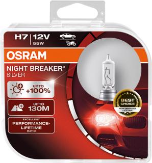 Autožárovky H7 OSRAM Night Breaker Silver +100% 12V 55W 2ks (Žárovky H7 OSRAM Silverstar 55W)
